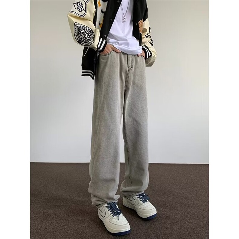 美式高街牛仔裤男韩版潮直筒裤子2024春季新款ins长裤RK1487-P40,男装牛仔裤,星座412-2