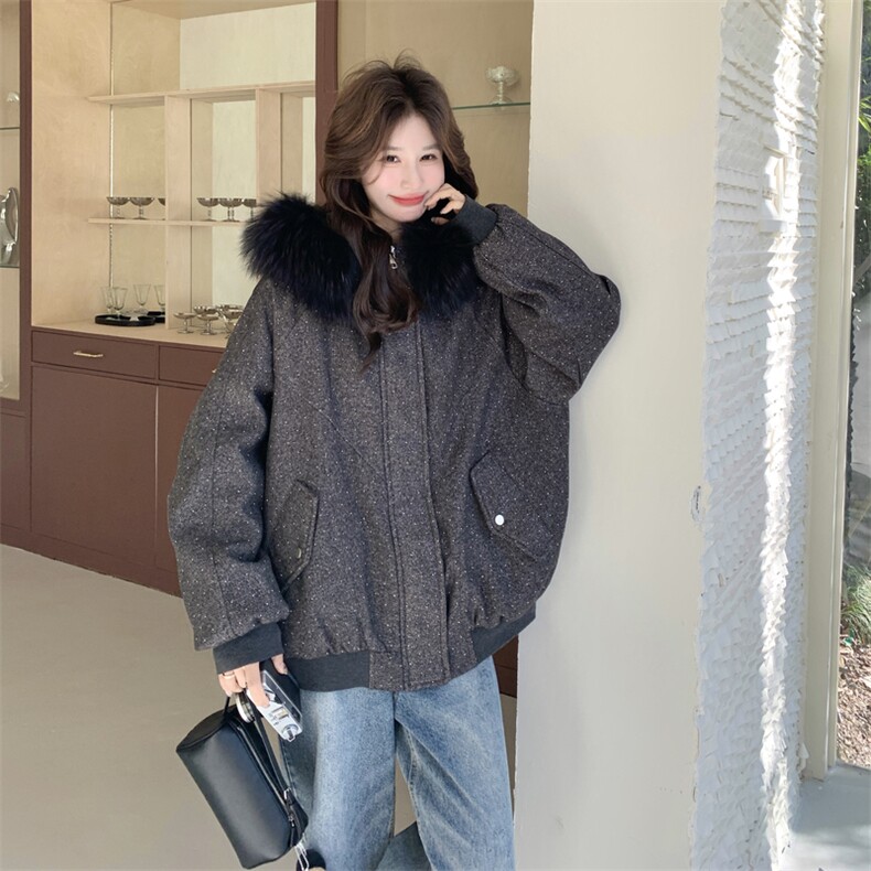 （）韩版定制重工烫钻大毛领派克羽绒2D037-9977-P385-K558,女装派克服,2D037