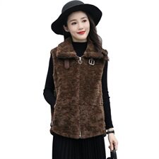 马甲女2021冬季新款韩版休闲外搭仿皮草外套时尚獭兔毛马夹上衣潮，女装皮草，素月