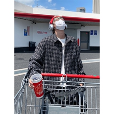复古宽松休闲细格子衬衫男薄款长袖百搭外套C2261-特价P42，男装衬衫，电商A007