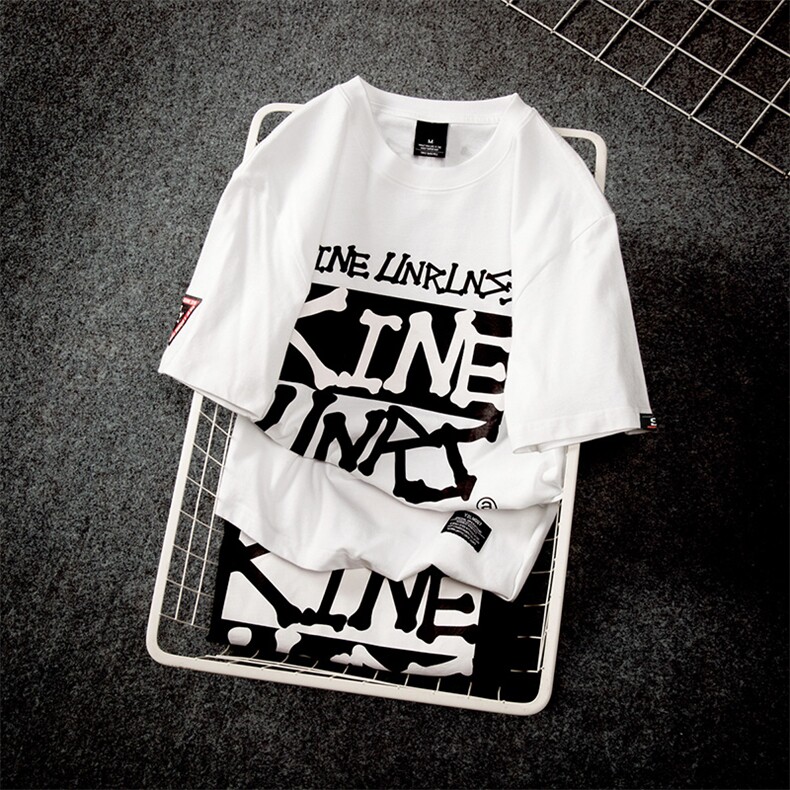 1图案已注册日系情侣大码M-5XL原创平铺嘻哈短袖T恤男7176F35控49,男装T恤,星座226-2