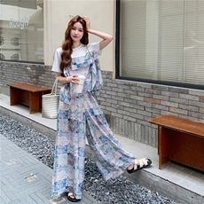 【新款现货】设计感假两件上衣+阔腿裤套装2C213-2501-P155-K228，女装套装/套裙，2C213