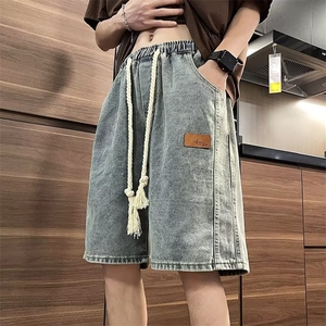 美式复古牛仔短裤男夏季潮痞帅炸街五分裤阔腿休闲中裤BN803-P36图片