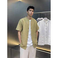 FF3434-P362025夏季潮流宽松休闲简约百搭短袖衬衫，男装T恤，电商B323A