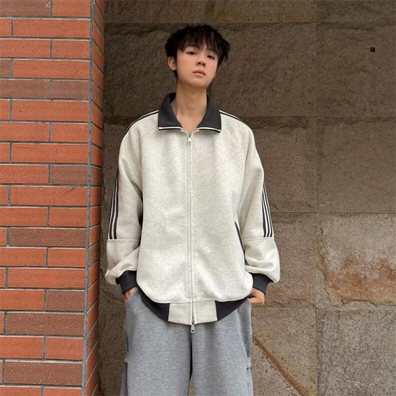 抖音得物高品质26春装美式高街重磅结构拼接织带立领卫衣外套CM42,女装短外套,电商A486-1