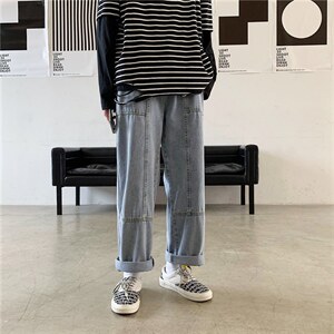 牛仔裤男潮牌工装裤子韩版潮流百搭宽松直筒阔腿老爹nzk03-p35,男装牛仔裤,星座1008-2