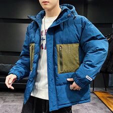 【】A003-HY8009-P130冬装新款撞色修饰连帽棉衣家乐1，男装棉衣，电商A003