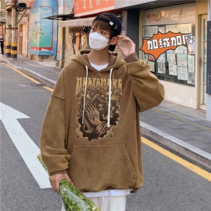 新款秋冬港风宽松连帽套头卫衣X5663-常规P70控88-加绒P80控98图片