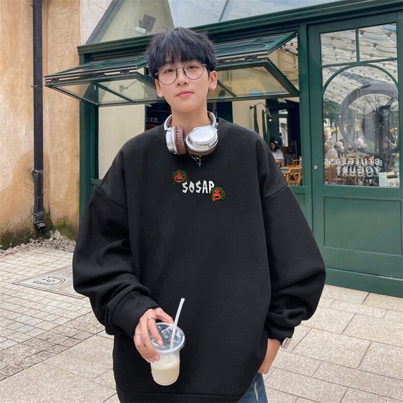 华夫格！华夫格上衣男圆领华夫格卫衣男大码长袖t恤男HY207-特P23,男装T恤,电商B367
