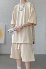 套装男夏季新款港风宽松设计字母短袖五分裤一套TZ8352-P45，男装牛仔裤，星座214-3