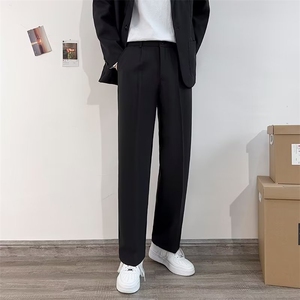 阔腿冰丝西裤男宽松直筒裤子新款休闲裤男士垂感黑色西装长裤 K99图片