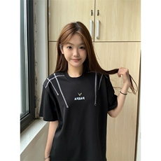 H0923-P35推荐#原版做法+打网钉铁扣宽松休闲短袖T恤，女装T恤，星座617A-2