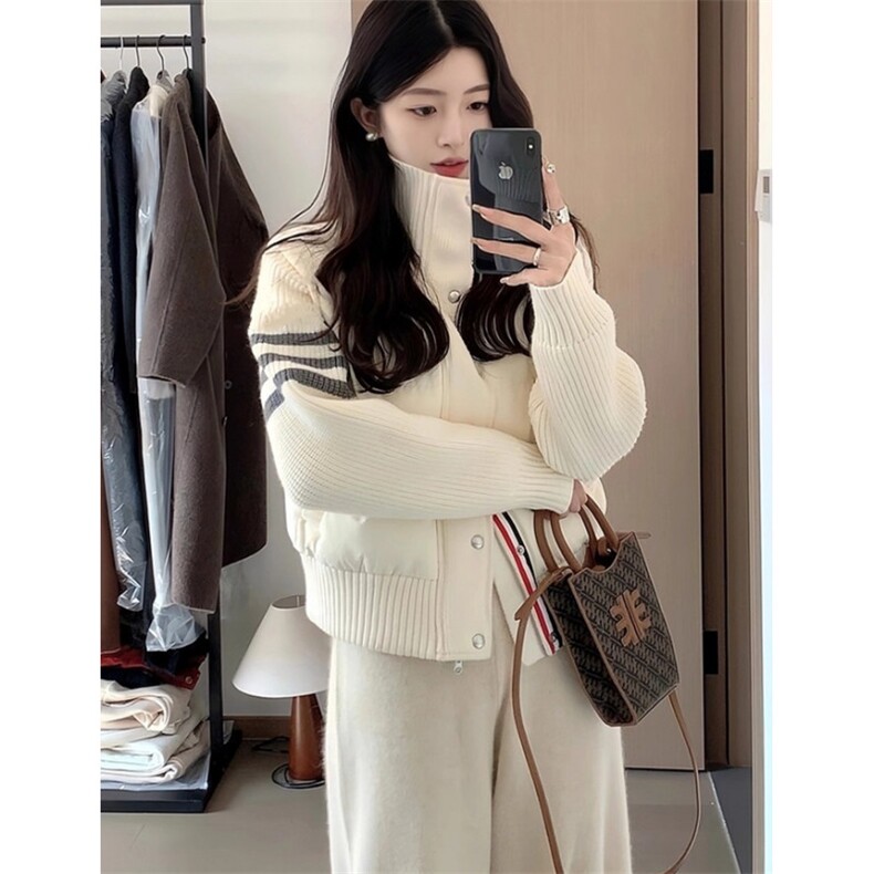 白色休闲羽绒棉服女秋冬短款白色立领保暖针织外套M619,男装棉衣,星座1116A（原606A-3）