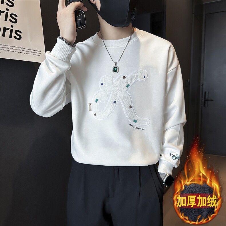 重工刺绣潮流卫衣男社会小伙店主风301C-WY17P68控98 加绒P78图片