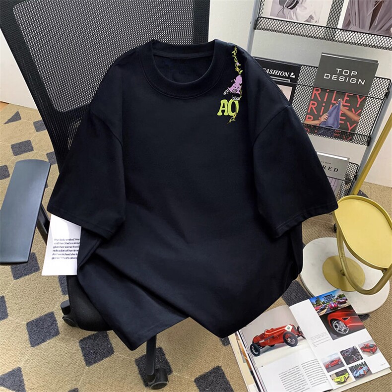 万针全刺绣工艺高品质260克双纱纯棉美式高街短袖T恤特P33,男装T恤,电商A486