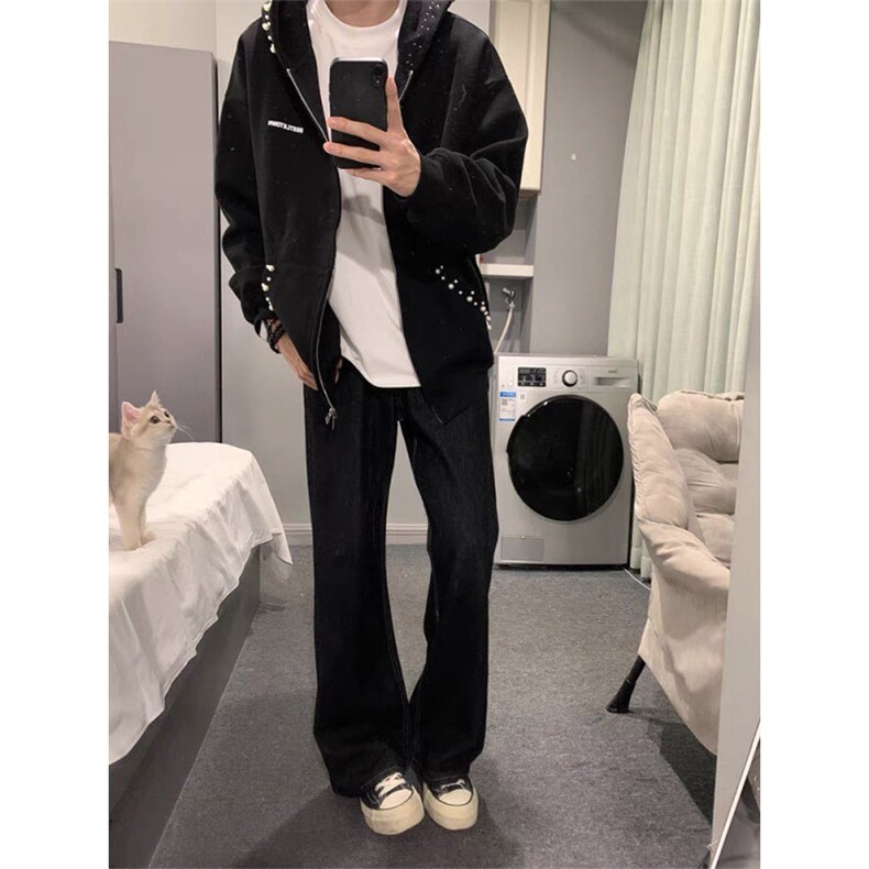 纯棉钉珠刺绣双拉链卫衣ZW0133-常规特批50加绒特批55,男装卫衣,星座313A(原308A-2)