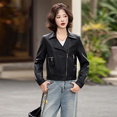 现货BAO款主推气质洋气机车服2025年春季时尚潮流，女装皮衣，跑量工厂店