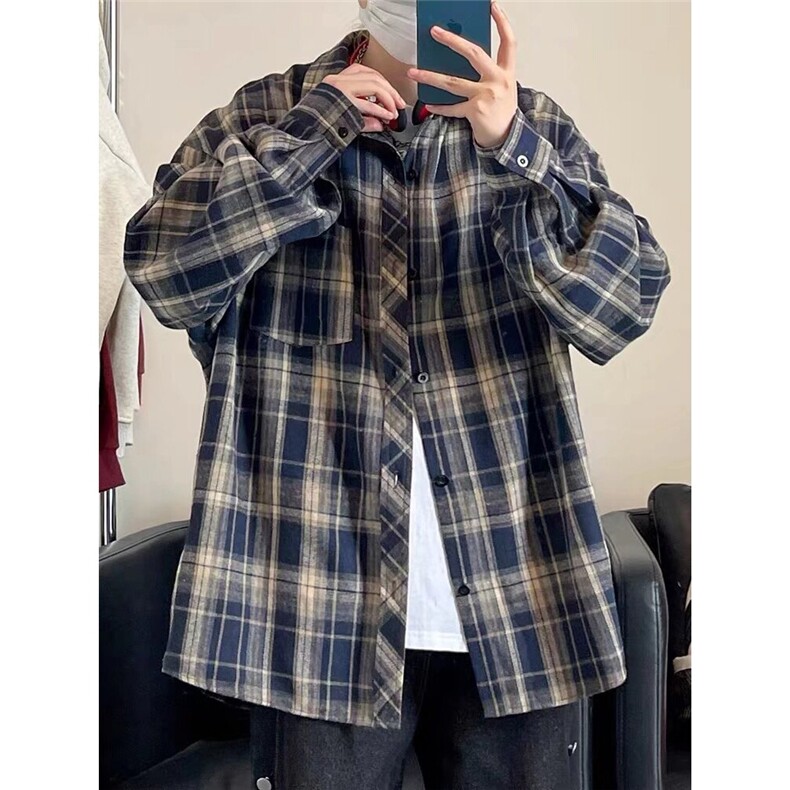 秋季款格子衬衫黑色蓝色咖啡色原版棉布质量LS344P38,男装衬衫,星座1013-5