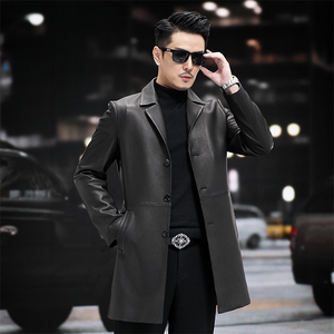 X2202春秋款海宁皮衣男山羊皮风衣皮西服商务休闲男装P850图片