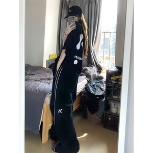 DK92-P40美式侧边三条杠运动裤女夏季2025新款宽松裤-网图现货图片