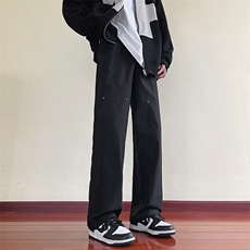 秋季男士宽松休闲长裤微喇铆钉伐木裤工装裤217-2-K2388-P55，男装工装外套，星座217-2