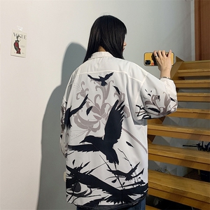 1港风夏季休闲情侣大码M-5XL潮流帅气七分袖衬衫男7854P45控68图片