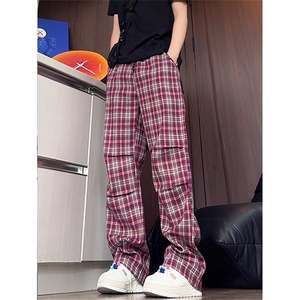 复古格子直筒休闲裤男女秋季新款慵懒风松弛感裤子秋季LA7733-P36图片