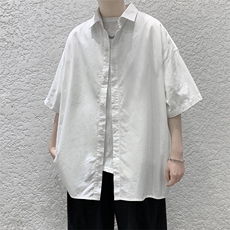 短袖衬衫纯棉夏季五分袖港风潮牌休闲衬衣服A436-0601-P4560，男装衬衫，电商A436