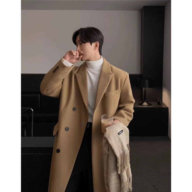 超长款秋冬韩版毛呢大衣宽松高级感潮流外套DY0019P128，男装毛呢大衣，星座1004（原星座815-3）
