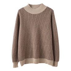 时尚男士半高领长袖羊毛衫秋季新款经典芝麻点图案设计舒适保暖，男装羊毛衫，端硕羊绒