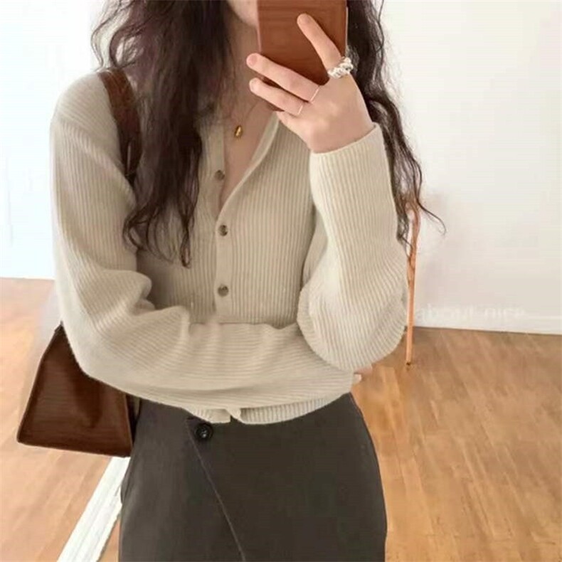 2025春秋新款开衫女宽松短款坑条毛衣小外套针织衫上衣百搭薄，女装羊毛衫，悦玛羊绒