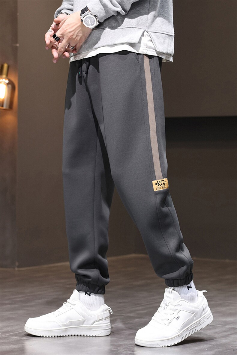 裤子男秋冬简约休闲裤加厚束脚卫裤宽松运动裤D5039-P50/加绒P60,男装休闲裤,星座509