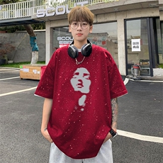 可48小时发货支持抖音得物来样二开美式满天星亮片短袖T恤MTX671，男装T恤，电商A486-1
