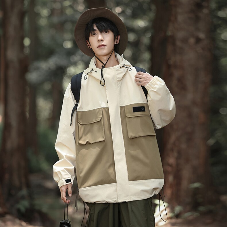 山系风2024秋季外套高品质拼接连帽宽松工装夹克男 A436-8832-P90图片