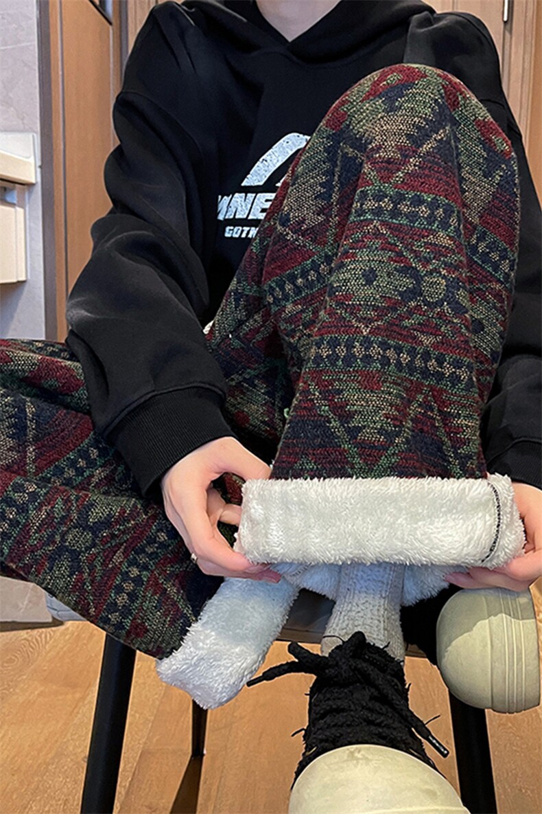8XL-M羊羔绒裤子男冬季加绒加厚民族风重磅针织棉裤大码KZ023P78,男装民族服装,电商B312