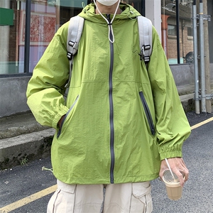防晒衣男韩版潮流连帽果绿色痞子帅2026夏季薄款ins外套W4842-P40图片