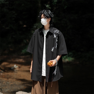 风宽松百搭衬衣夏季新款日系新中式短袖衬衫男 现货W8235-P38图片