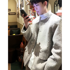 小香风粗花呢外套男款春秋季潮牌痞帅高级感男装韩系中性风格夹克，男装夹克，星座601-1