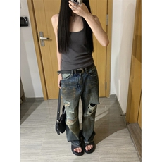 【网图】美式高街复古破洞牛仔裤男水洗做旧裤子NZ010CC-特P55，男装牛仔裤，星座1007（原301D）