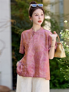 长期有货2026印花上衣女夏季薄款透气中袖衬衫中年妈妈宽松减龄潮图片