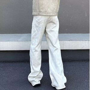 美式高街vibe风宽松直筒牛仔裤男高级感阔腿拖地长裤WN60233-p48图片
