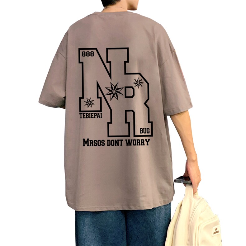 T661P26夏季新款美式纯棉短袖T恤ins衣服宽松半袖体恤字母印花,男装T恤,星座304A