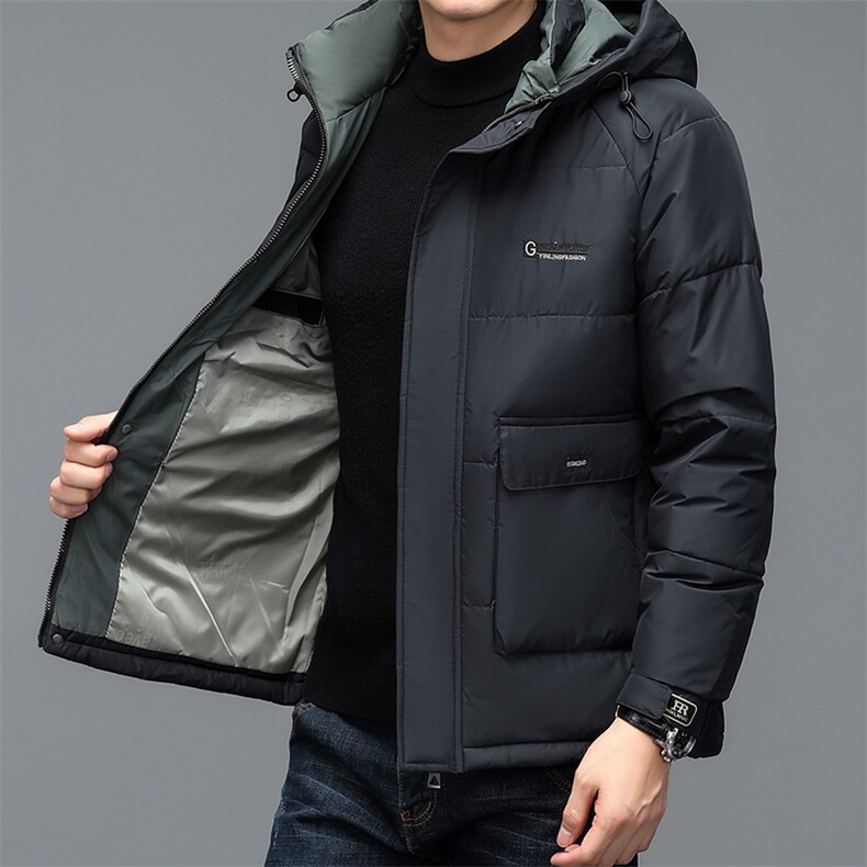 冬季新款连帽商务休闲羽绒服中年爸爸装宽松免烫上衣厚款保暖外套,男装羽绒服,电商B212（原钱塘6029）