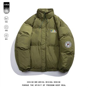 白底白鸭绒冬季ins潮字母加厚保暖立领羽绒服外套YR231P195控258图片