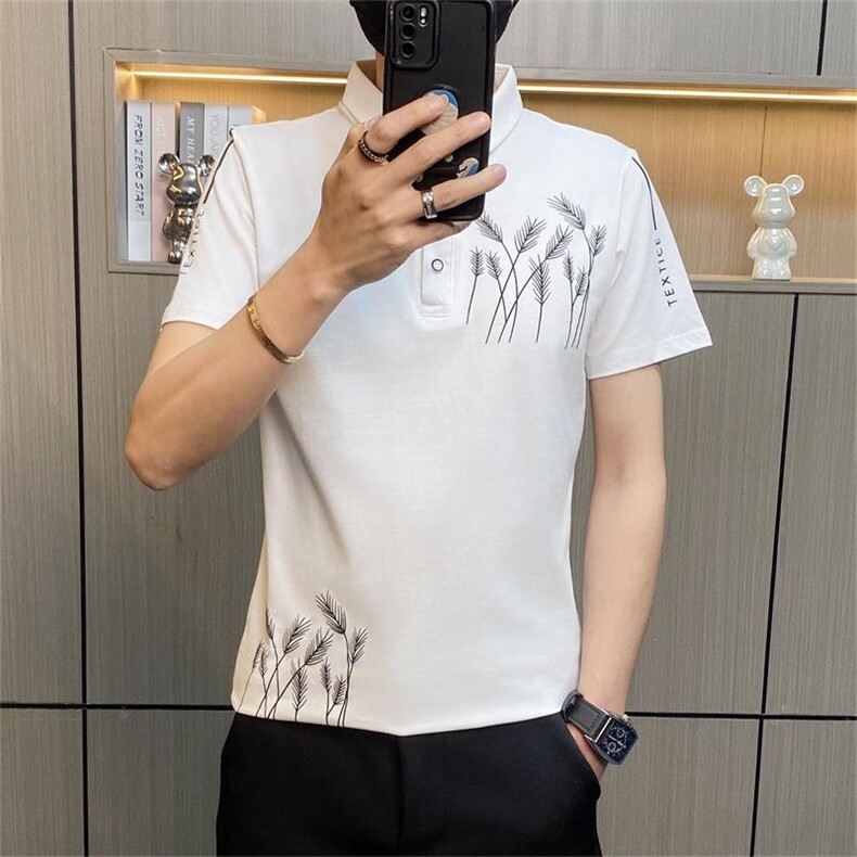 PL010-特P35社会小伙男士t恤polo衫短袖翻领潮牌时尚休闲个性潮流，男装Polo衫，电商D310B-1