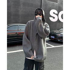 B326P55秋冬拉链开衫连帽毛衣外套纯色男装上衣，男装针织衫/毛衣，星座512-6