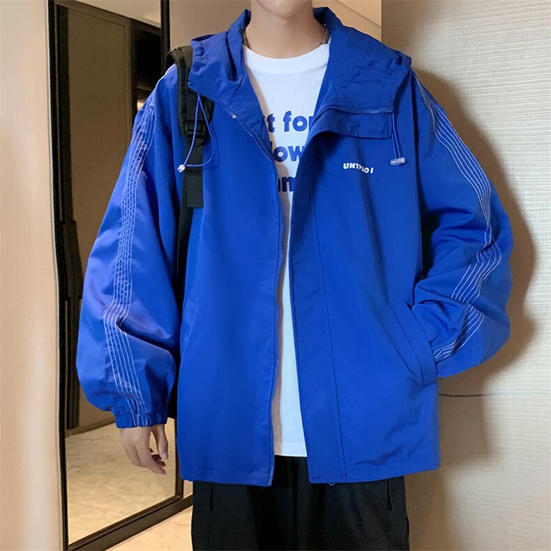 Y98条纹夹克男宽松连帽外套秋款冲锋衣外衣手臂拉杆户外运动钓鱼,男装夹克,星座115A(原星座507）