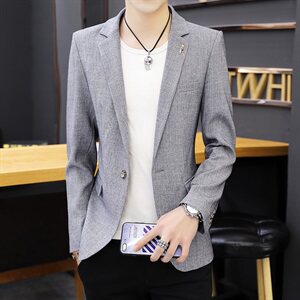 秋季新款韩版修身商务休闲小西服男工作服正装男新郎礼服X07-P90图片