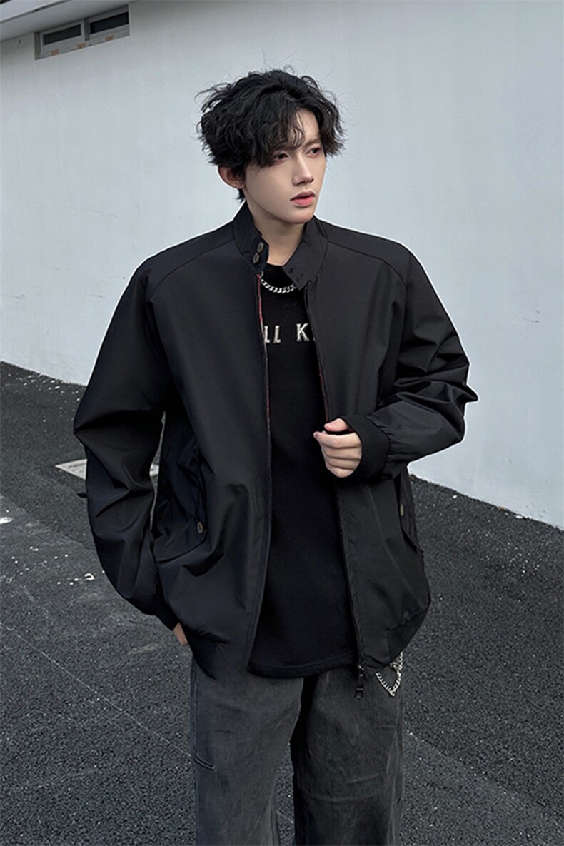 8XL-M美式复古棒球服外套男特大码潮牌双拉链立领夹克衫JK005P85,男装夹克,电商B312