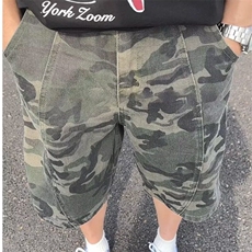 美式复古迷彩短裤男款夏季宽松直筒工装裤子潮牌宽松直筒五分中裤，男装牛仔裤，星座506A